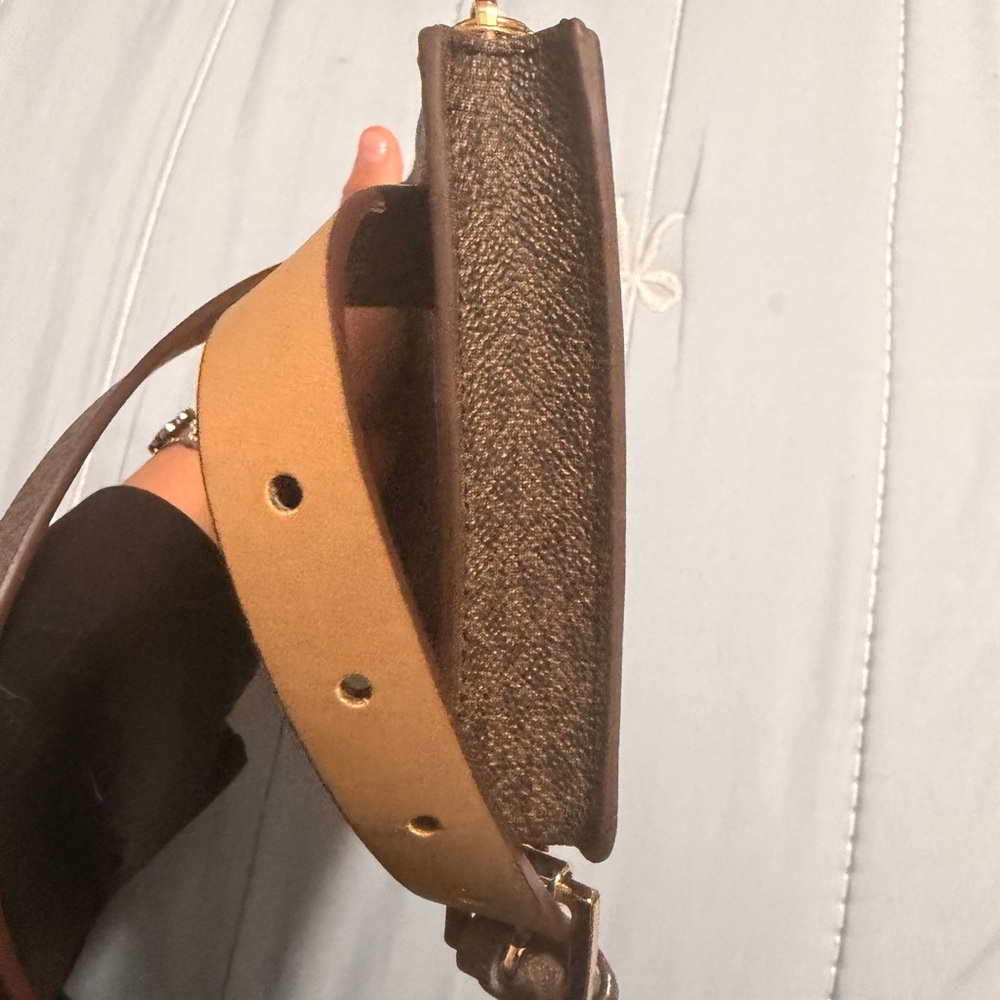 Brown Michael Kors Monogram Crossbody Bag with Gold Chain - Picture 6 of 8